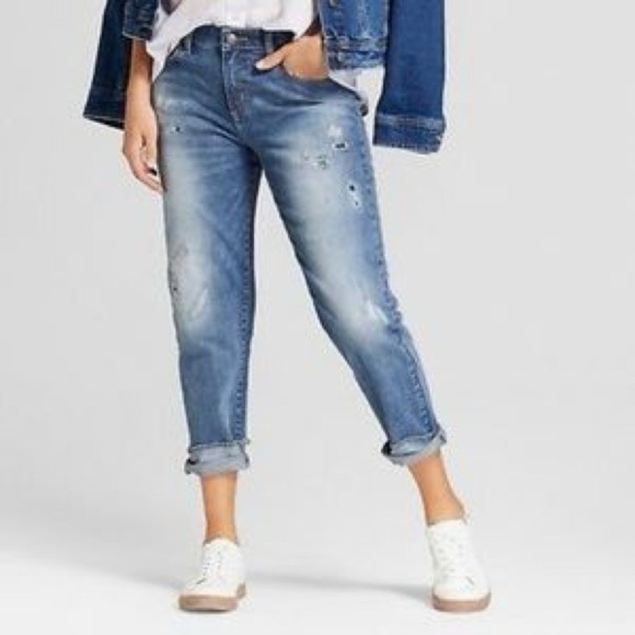 Universal Thread Blue Boyfriend Jeans Cropped Style - Picture 1 of 7